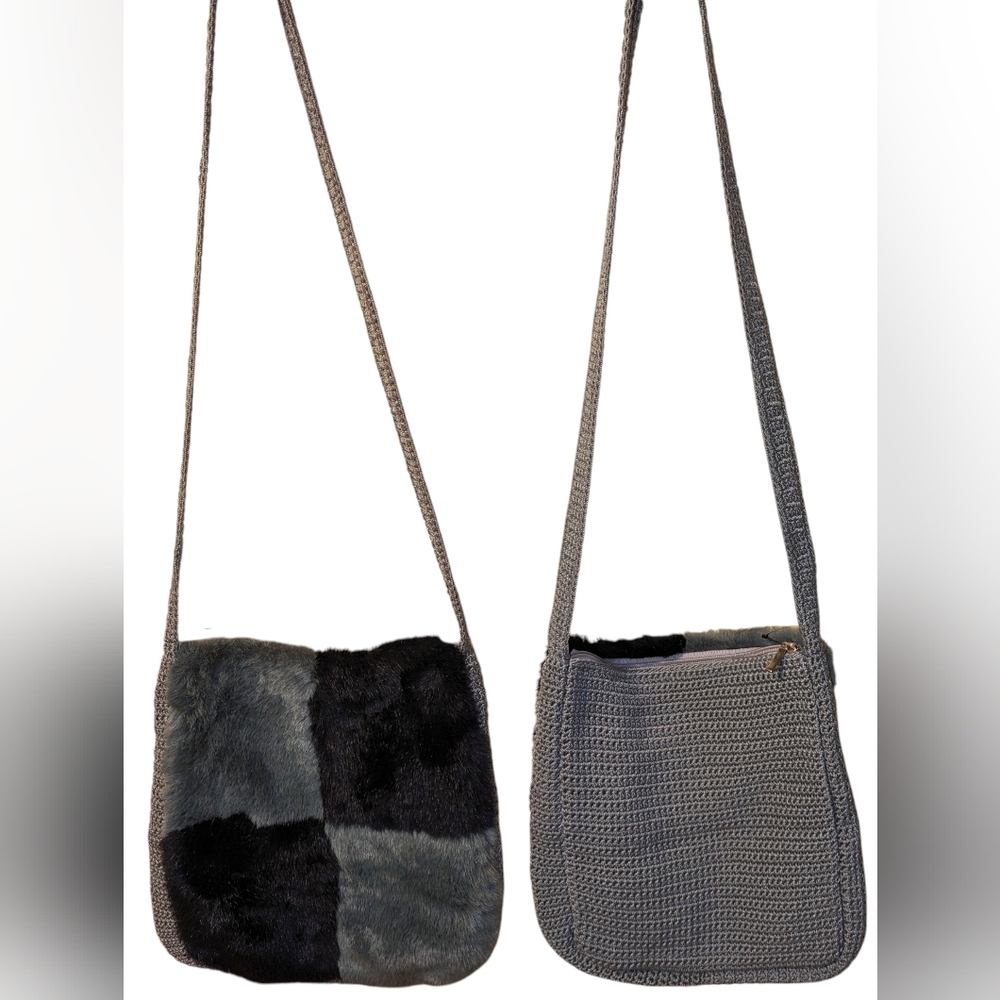 SAK + UGG had a Party: Faux Fur Crossbody Crotchet HOBO Soft Comfy Patchwork Bag